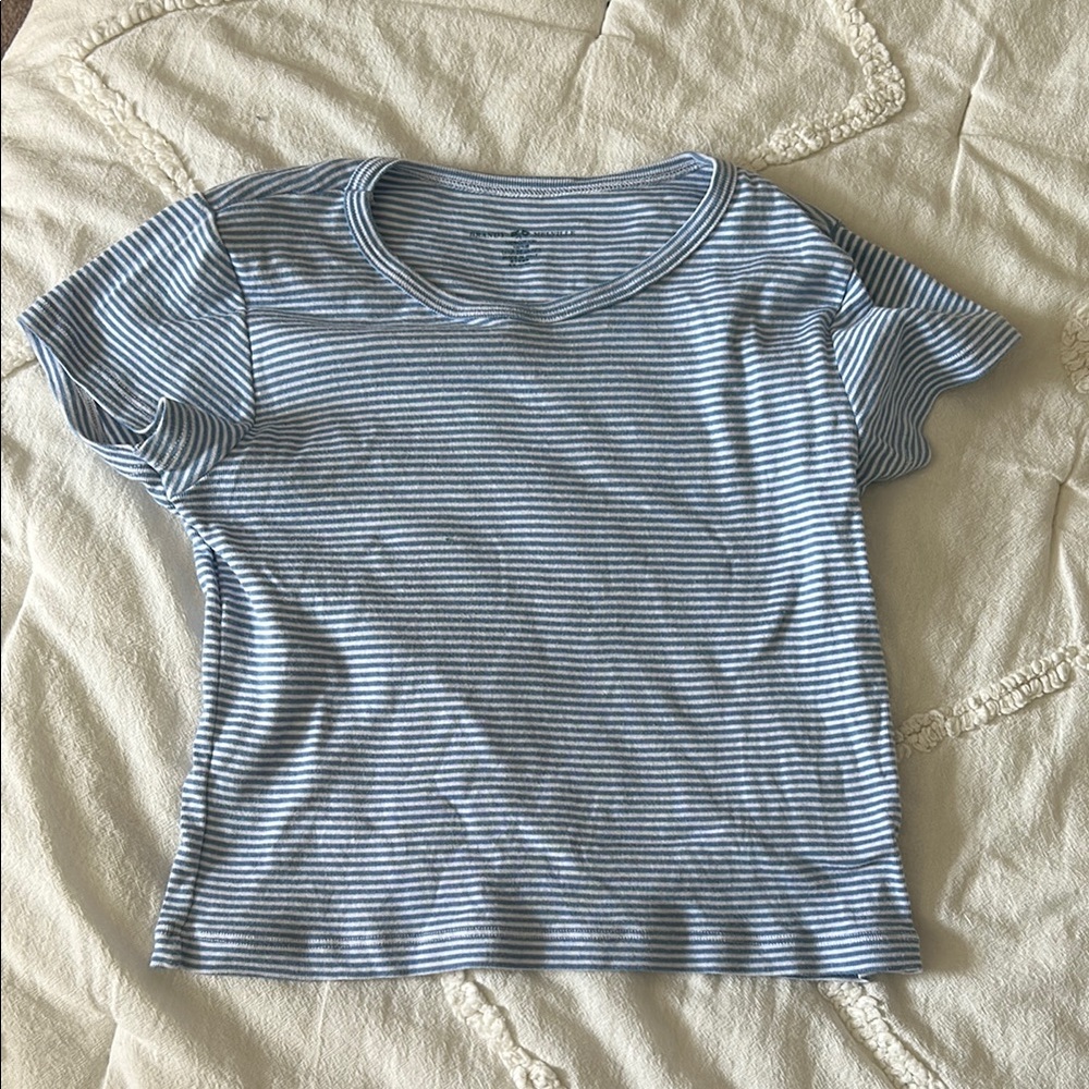 Brandy Melville Blue Stripe Crop Tee